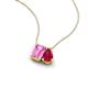3 - Arika 1.26 ctw Emerald Shape Created Pink Sapphire with Pear Shape Created Ruby Toi Et Moi Women Pendant Necklace 