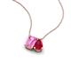 3 - Arika 1.26 ctw Emerald Shape Created Pink Sapphire with Pear Shape Created Ruby Toi Et Moi Women Pendant Necklace 