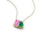 3 - Arika 1.14 ctw Emerald Shape Created Pink Sapphire with Pear Shape Created Emerald Toi Et Moi Women Pendant Necklace 