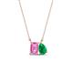 1 - Arika 1.14 ctw Emerald Shape Created Pink Sapphire with Pear Shape Created Emerald Toi Et Moi Women Pendant Necklace 