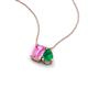 3 - Arika 1.14 ctw Emerald Shape Created Pink Sapphire with Pear Shape Created Emerald Toi Et Moi Women Pendant Necklace 