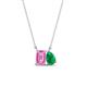 1 - Arika 1.14 ctw Emerald Shape Created Pink Sapphire with Pear Shape Created Emerald Toi Et Moi Women Pendant Necklace 