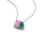 3 - Arika 1.14 ctw Emerald Shape Created Pink Sapphire with Pear Shape Created Emerald Toi Et Moi Women Pendant Necklace 
