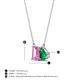 4 - Arika 1.14 ctw Emerald Shape Created Pink Sapphire with Pear Shape Created Emerald Toi Et Moi Women Pendant Necklace 