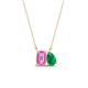 1 - Arika 1.14 ctw Emerald Shape Created Pink Sapphire with Pear Shape Created Emerald Toi Et Moi Women Pendant Necklace 