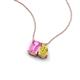 3 - Arika 1.26 ctw Emerald Shape Created Pink Sapphire with Pear Shape Created Yellow Sapphire Toi Et Moi Women Pendant Necklace 