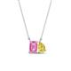 1 - Arika 1.26 ctw Emerald Shape Created Pink Sapphire with Pear Shape Created Yellow Sapphire Toi Et Moi Women Pendant Necklace 