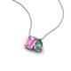 3 - Arika 1.30 ctw Emerald Shape Created Pink Sapphire with Pear Shape Created Alexandrite Toi Et Moi Women Pendant Necklace 