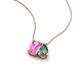 3 - Arika 1.30 ctw Emerald Shape Created Pink Sapphire with Pear Shape Created Alexandrite Toi Et Moi Women Pendant Necklace 