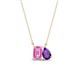 1 - Arika 1.21 ctw Emerald Shape Created Pink Sapphire with Pear Shape Amethyst Toi Et Moi Women Pendant Necklace 