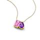 3 - Arika 1.21 ctw Emerald Shape Created Pink Sapphire with Pear Shape Amethyst Toi Et Moi Women Pendant Necklace 