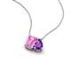 3 - Arika 1.21 ctw Emerald Shape Created Pink Sapphire with Pear Shape Amethyst Toi Et Moi Women Pendant Necklace 