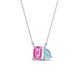 1 - Arika 1.16 ctw Emerald Shape Created Pink Sapphire with Pear Shape Aquamarine Toi Et Moi Women Pendant Necklace 