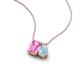 3 - Arika 1.16 ctw Emerald Shape Created Pink Sapphire with Pear Shape Aquamarine Toi Et Moi Women Pendant Necklace 