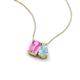 3 - Arika 1.16 ctw Emerald Shape Created Pink Sapphire with Pear Shape Aquamarine Toi Et Moi Women Pendant Necklace 