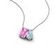 3 - Arika 1.16 ctw Emerald Shape Created Pink Sapphire with Pear Shape Aquamarine Toi Et Moi Women Pendant Necklace 