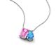 3 - Arika 1.31 ctw Emerald Shape Created Pink Sapphire with Pear Shape Blue Topaz Toi Et Moi Women Pendant Necklace 