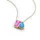 3 - Arika 1.31 ctw Emerald Shape Created Pink Sapphire with Pear Shape Blue Topaz Toi Et Moi Women Pendant Necklace 