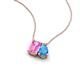 3 - Arika 1.31 ctw Emerald Shape Created Pink Sapphire with Pear Shape Blue Topaz Toi Et Moi Women Pendant Necklace 
