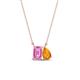 1 - Arika 1.21 ctw Emerald Shape Created Pink Sapphire with Pear Shape Citrine Toi Et Moi Women Pendant Necklace 