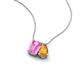 3 - Arika 1.21 ctw Emerald Shape Created Pink Sapphire with Pear Shape Citrine Toi Et Moi Women Pendant Necklace 