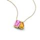 3 - Arika 1.21 ctw Emerald Shape Created Pink Sapphire with Pear Shape Citrine Toi Et Moi Women Pendant Necklace 