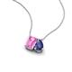 3 - Arika 1.16 ctw Emerald Shape Created Pink Sapphire with Pear Shape Iolite Toi Et Moi Women Pendant Necklace 