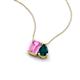 3 - Arika 1.31 ctw Emerald Shape Created Pink Sapphire with Pear Shape London Blue Topaz Toi Et Moi Women Pendant Necklace 