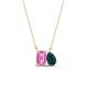 1 - Arika 1.31 ctw Emerald Shape Created Pink Sapphire with Pear Shape London Blue Topaz Toi Et Moi Women Pendant Necklace 