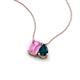 3 - Arika 1.31 ctw Emerald Shape Created Pink Sapphire with Pear Shape London Blue Topaz Toi Et Moi Women Pendant Necklace 