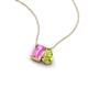 3 - Arika 1.31 ctw Emerald Shape Created Pink Sapphire with Pear Shape Peridot Toi Et Moi Women Pendant Necklace 