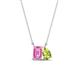 1 - Arika 1.31 ctw Emerald Shape Created Pink Sapphire with Pear Shape Peridot Toi Et Moi Women Pendant Necklace 