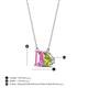 4 - Arika 1.31 ctw Emerald Shape Created Pink Sapphire with Pear Shape Peridot Toi Et Moi Women Pendant Necklace 
