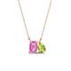 1 - Arika 1.31 ctw Emerald Shape Created Pink Sapphire with Pear Shape Peridot Toi Et Moi Women Pendant Necklace 