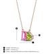 4 - Arika 1.31 ctw Emerald Shape Created Pink Sapphire with Pear Shape Peridot Toi Et Moi Women Pendant Necklace 
