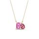 1 - Arika 1.26 ctw Emerald Shape Created Pink Sapphire with Pear Shape Pink Tourmaline Toi Et Moi Women Pendant Necklace 