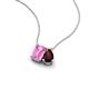 3 - Arika 1.36 ctw Emerald Shape Created Pink Sapphire with Pear Shape Red Garnet Toi Et Moi Women Pendant Necklace 
