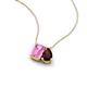 3 - Arika 1.36 ctw Emerald Shape Created Pink Sapphire with Pear Shape Red Garnet Toi Et Moi Women Pendant Necklace 