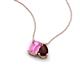 3 - Arika 1.36 ctw Emerald Shape Created Pink Sapphire with Pear Shape Red Garnet Toi Et Moi Women Pendant Necklace 