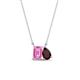 1 - Arika 1.36 ctw Emerald Shape Created Pink Sapphire with Pear Shape Red Garnet Toi Et Moi Women Pendant Necklace 