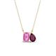 1 - Arika 1.36 ctw Emerald Shape Created Pink Sapphire with Pear Shape Rhodolite Garnet Toi Et Moi Women Pendant Necklace 