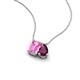 3 - Arika 1.36 ctw Emerald Shape Created Pink Sapphire with Pear Shape Rhodolite Garnet Toi Et Moi Women Pendant Necklace 