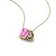 3 - Arika 1.16 ctw Emerald Shape Created Pink Sapphire with Pear Shape Smoky Quartz Toi Et Moi Women Pendant Necklace 