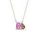 1 - Arika 1.16 ctw Emerald Shape Created Pink Sapphire with Pear Shape Smoky Quartz Toi Et Moi Women Pendant Necklace 