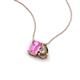 3 - Arika 1.16 ctw Emerald Shape Created Pink Sapphire with Pear Shape Smoky Quartz Toi Et Moi Women Pendant Necklace 