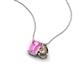 3 - Arika 1.16 ctw Emerald Shape Created Pink Sapphire with Pear Shape Smoky Quartz Toi Et Moi Women Pendant Necklace 