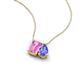 3 - Arika 1.26 ctw Emerald Shape Created Pink Sapphire with Pear Shape Tanzanite Toi Et Moi Women Pendant Necklace 