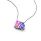 3 - Arika 1.26 ctw Emerald Shape Created Pink Sapphire with Pear Shape Tanzanite Toi Et Moi Women Pendant Necklace 