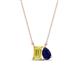 1 - Arika 1.05 ctw Emerald Shape Created Yellow Sapphire with Pear Shape Created Blue Sapphire Toi Et Moi Women Pendant Necklace 