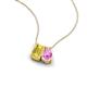 3 - Arika 1.05 ctw Emerald Shape Created Yellow Sapphire with Pear Shape Created Pink Sapphire Toi Et Moi Women Pendant Necklace 